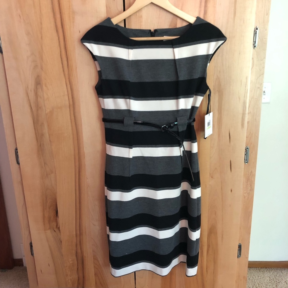 Calvin Klein striped dress with belt